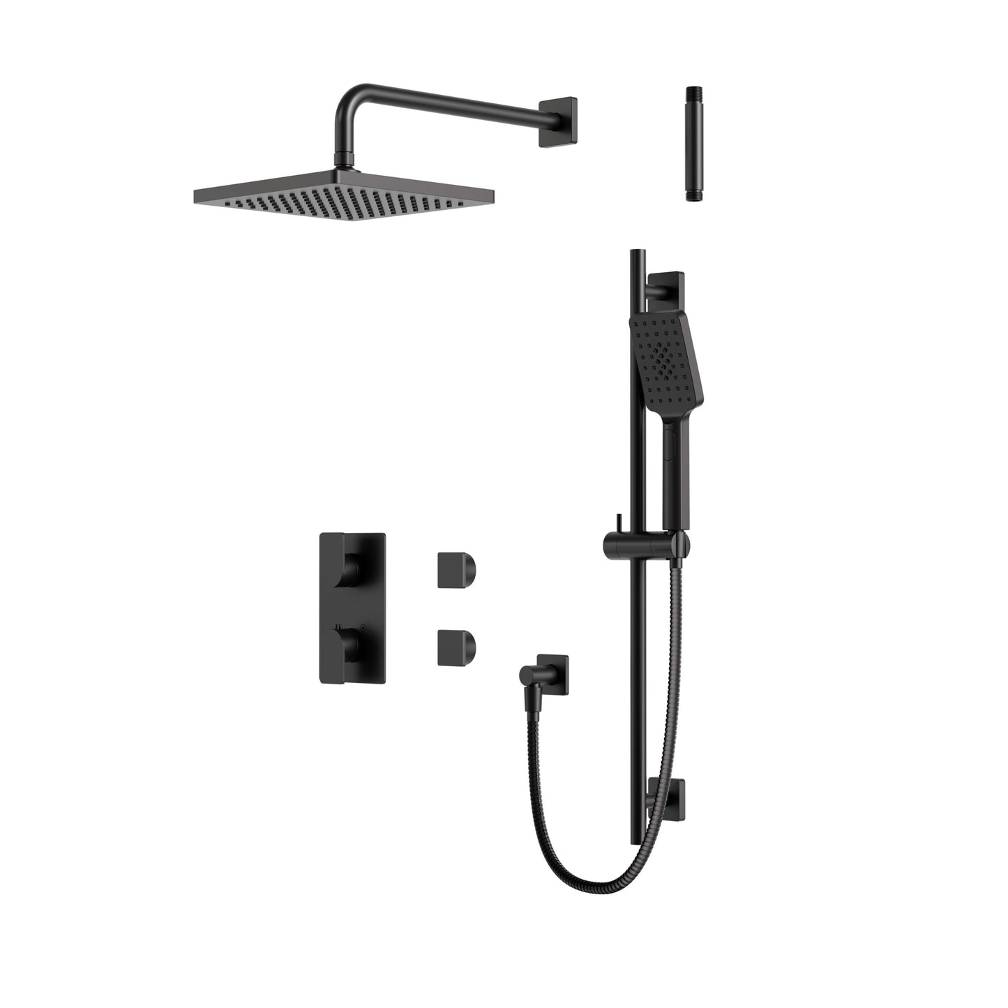 Aqua Brass Square Thermostatic Shower Trim Kit 2-way Non-shared (G)