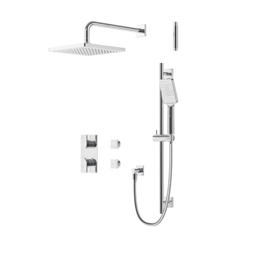 Aqua Brass Square Thermostatic Shower Trim Kit 2-way Non-shared (G)
