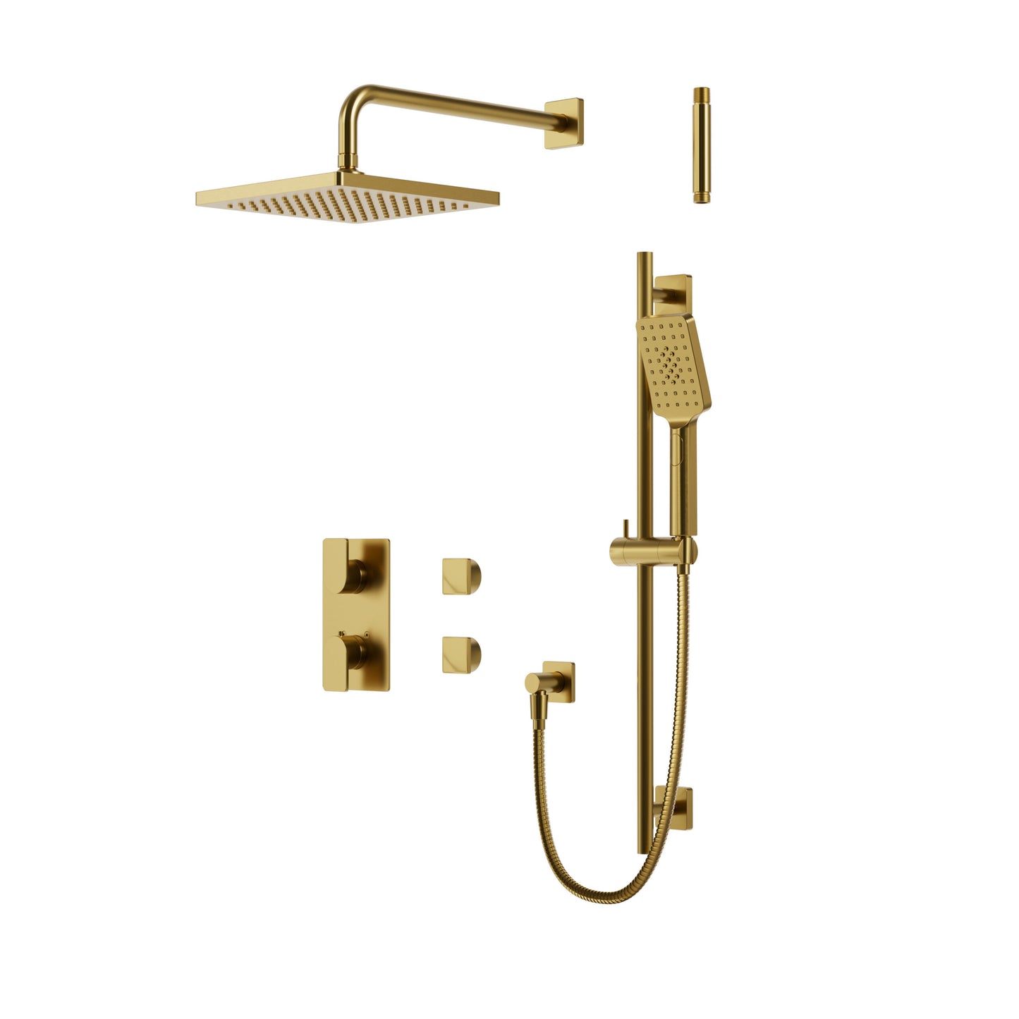 Aqua Brass Square Thermostatic Shower Trim Kit 2-way Shared