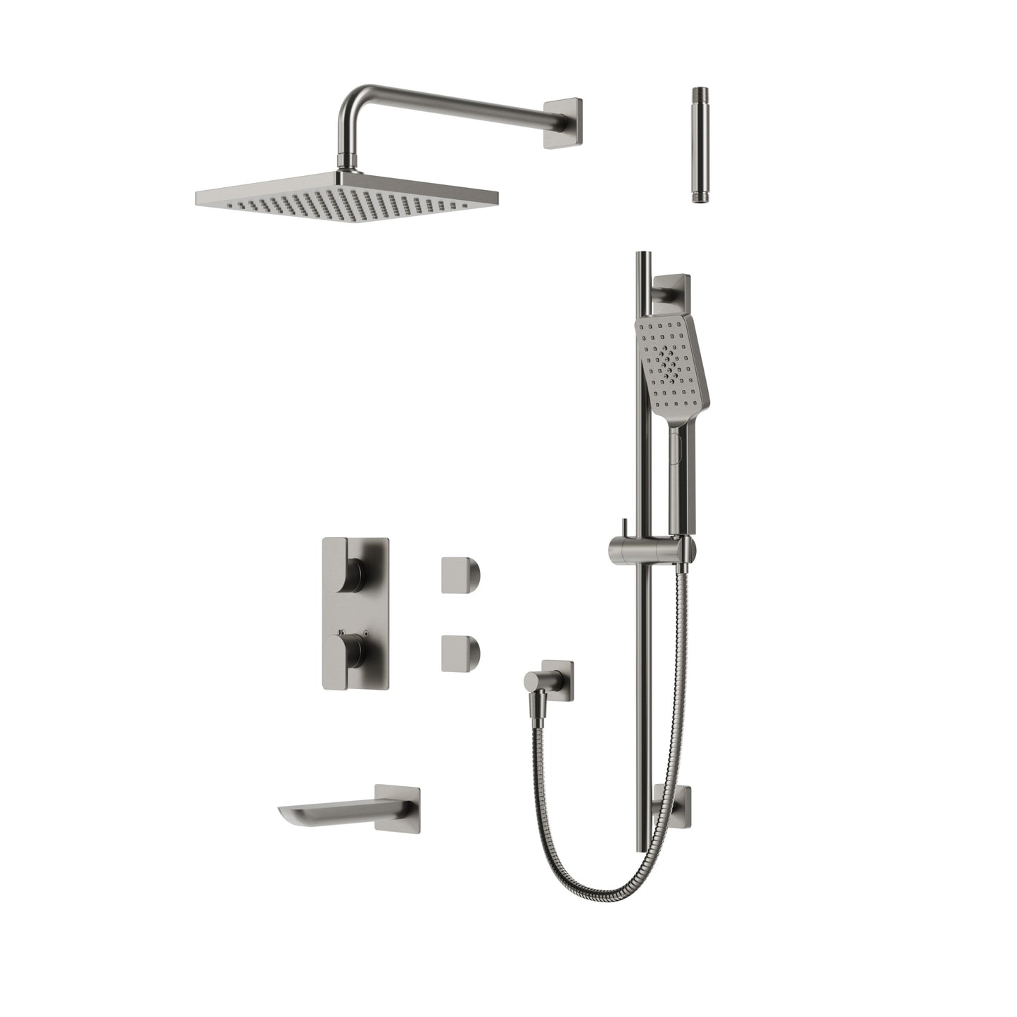 Aqua Brass Square Rounded Thermostatic Shower Trim Kit 3-way Shared