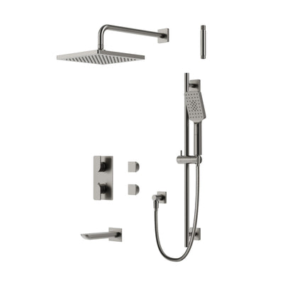 Aqua Brass Square Rounded Thermostatic Shower Trim Kit 3-way Shared