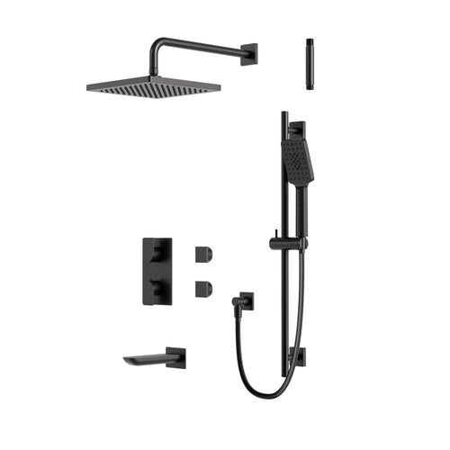 Aqua Brass Square Rounded Thermostatic Shower Trim Kit 3-way Non-shared (G)