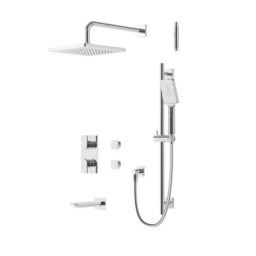 Aqua Brass Square Rounded Thermostatic Shower Trim Kit 3-way Shared