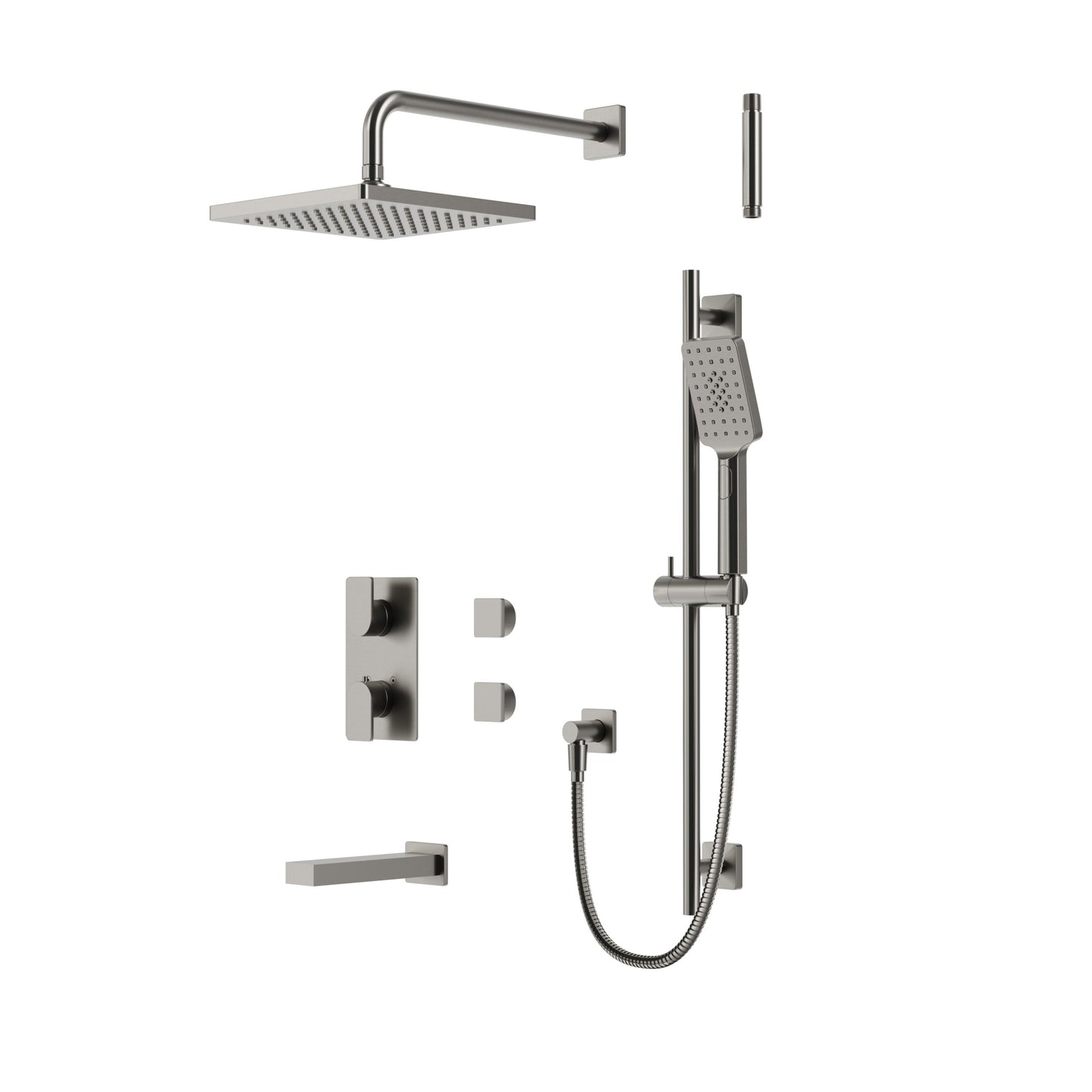 Aqua Brass Square Thermostatic Shower Trim Kit 3-way Shared