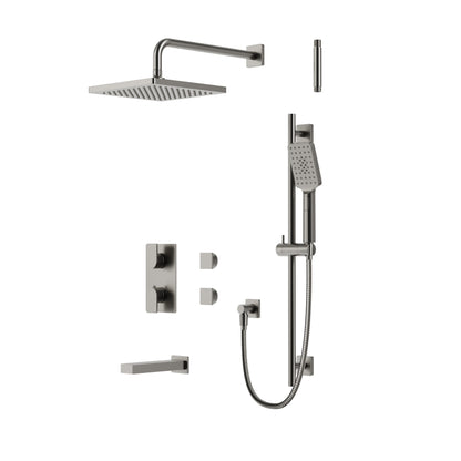Aqua Brass Square Thermostatic Shower Trim Kit 3-way Non-shared (G)