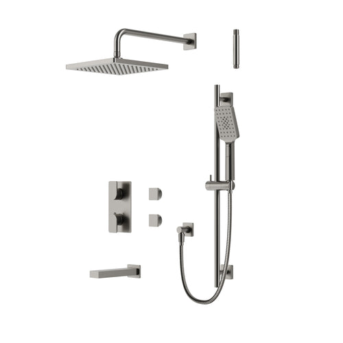 Aqua Brass Square Thermostatic Shower Trim Kit 3-way Non-shared (G)