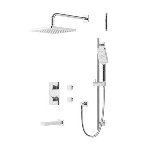 Aqua Brass Square Thermostatic Shower Trim Kit 3-way Shared