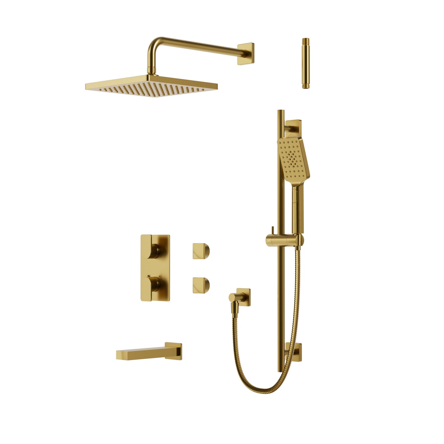 Aqua Brass Square Thermostatic Shower Trim Kit 3-way Non-shared (G)