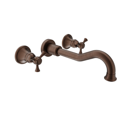 Baril Two handles wall-mounted lavatory faucet, drain not included