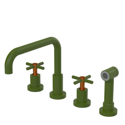 Rubinet Widespread Kitchen Set with Hand Spray Green Envy