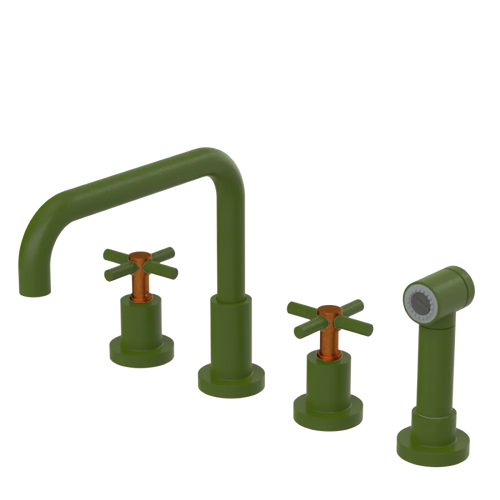 Rubinet Widespread Kitchen Set with Hand Spray Green Envy