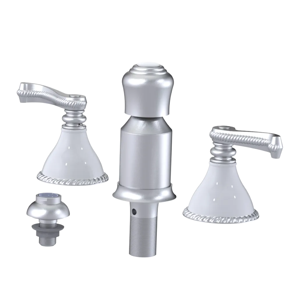 Rubinet Bidet Fitting with Spray, Diverter, and Vacum Breaker (Less Drain) Satin Chrome