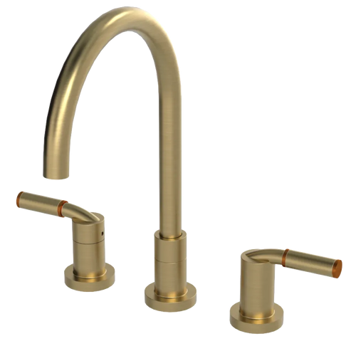 Rubinet Widespread Kitchen Set Satin Brass