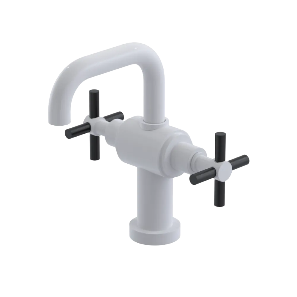 Rubinet Single Hole Dual Handle Lav. Set. (less drain) White