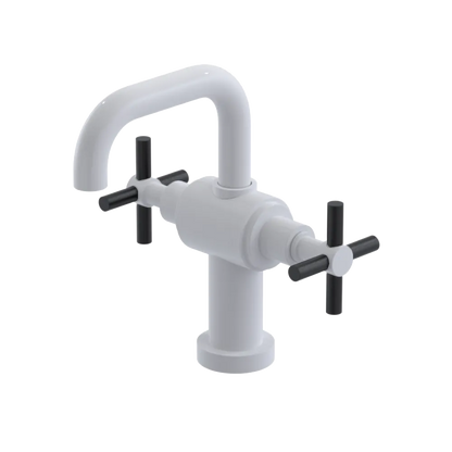 Rubinet Single Hole Dual Handle Lav. Set. (less drain) White