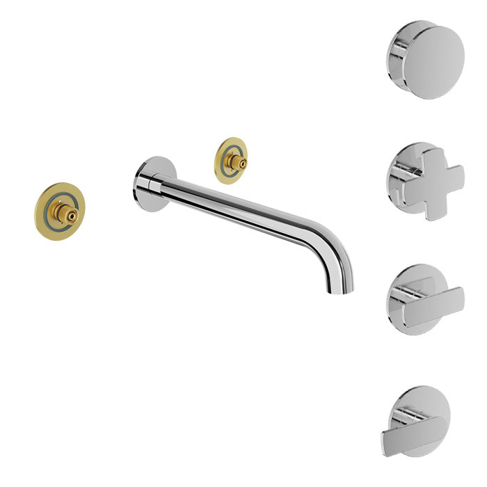 Baril Two handles wall-mounted lavatory faucet (without handle), drain not included