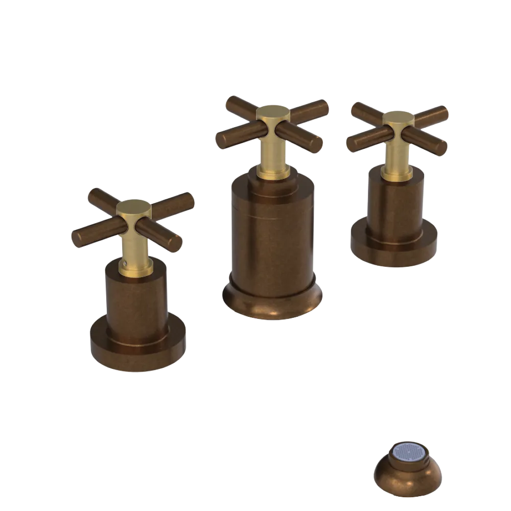 Rubinet Bidet Fitting with Spray, Diverter, and Vacuum Breaker (less drain) Tuscan Brass