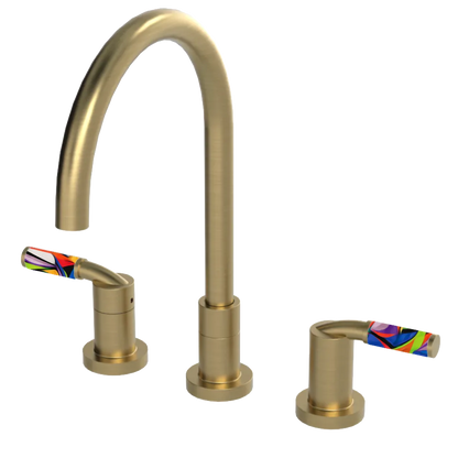Rubinet Widespread Kitchen Set Satin Brass