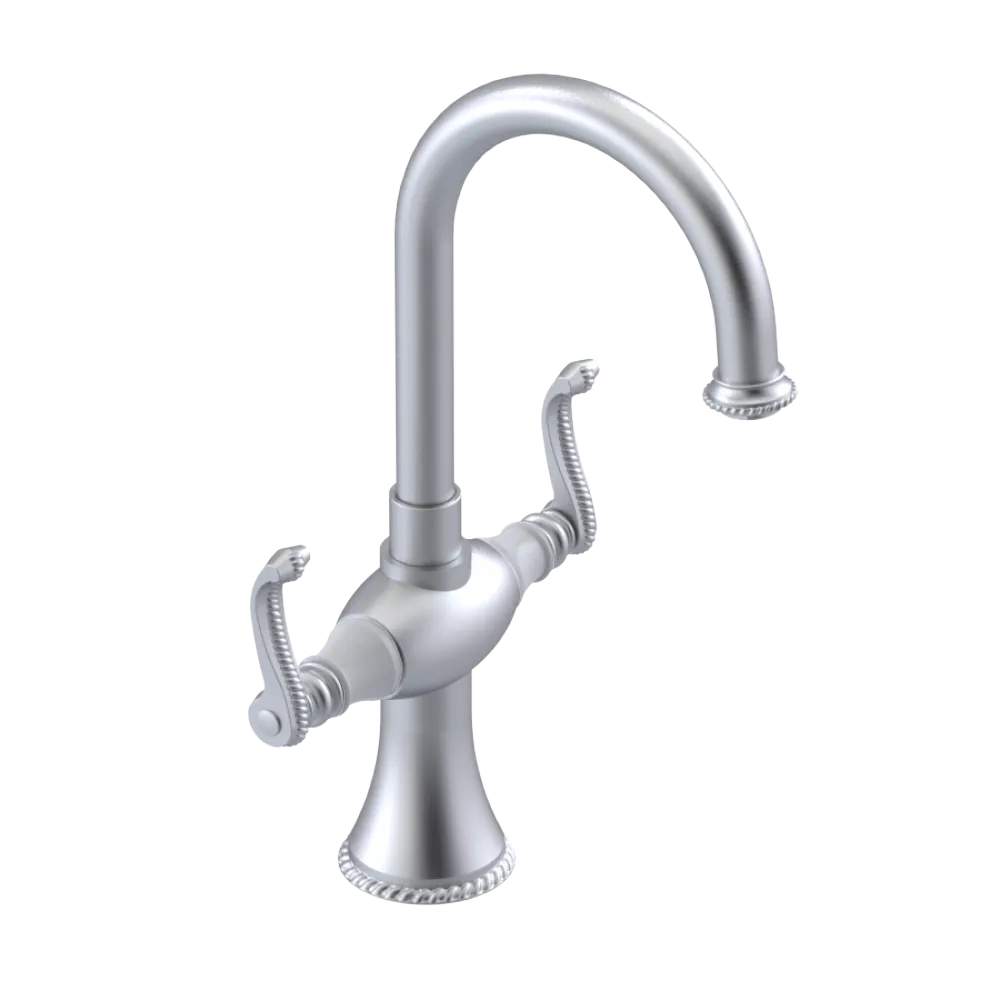 Rubinet Single Hole Dual Handle Lav. Set. (less drain) Satin Chrome
