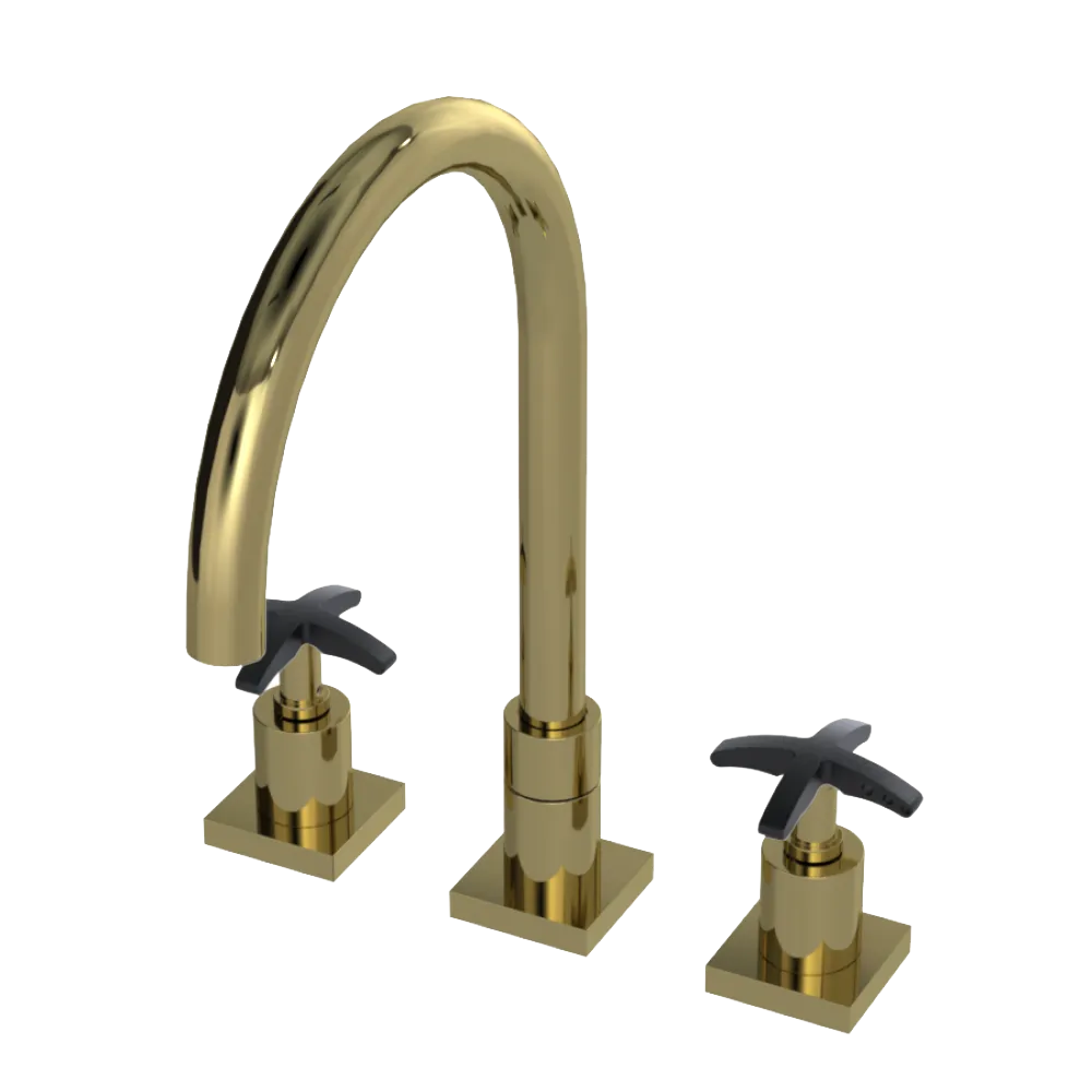 Rubinet Widespread Kitchen Set Natural Brass