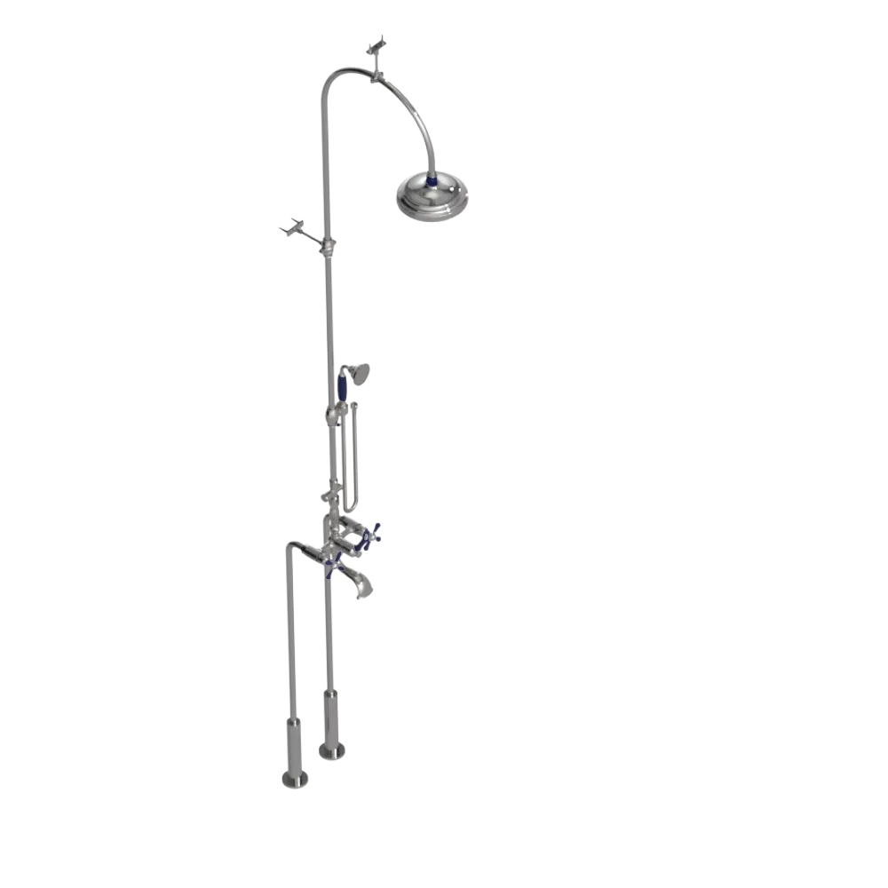 Rubinet Floor Mount Tub & Shower with hand held shower Polished Nickel