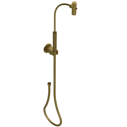 Rubinet Hand Held Shower Bidet with Extended Reach & Dual Function Spray Including Wall Bracket with Supply & Hose (Round) Antique Brass Matt