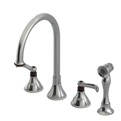 Rubinet Widespread Kitchen Set with Hand Spray Satin Nickel