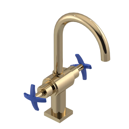 Rubinet Single Hole Dual Handle Lav. Set. (less drain) Gold