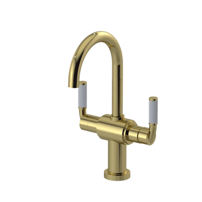Rubinet Single Hole Dual Handle Lav. Set. (less drain) Natural Brass