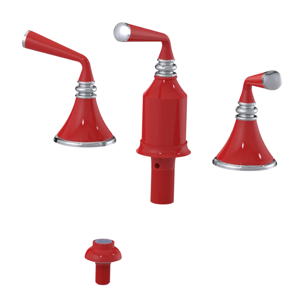Rubinet Bidet Fitting with Spray, Diverter, and Vacum Breaker (Less Drain) Red