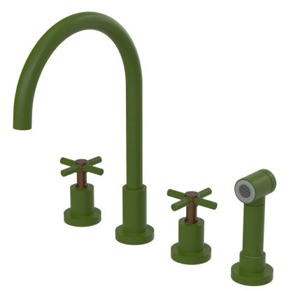 Rubinet Widespread Kitchen Set with LaSalle Spout with Hand Spray Green Envy