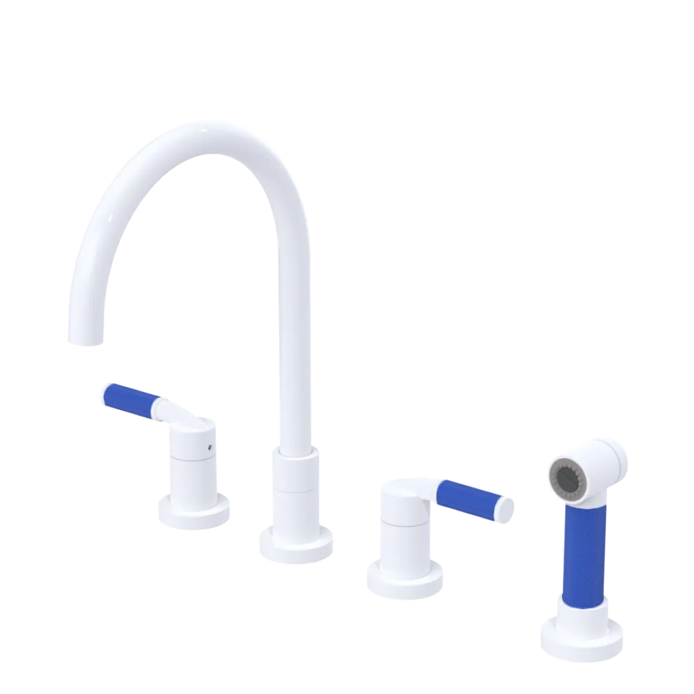 Rubinet Widespread Kitchen Set with Hand Spray White