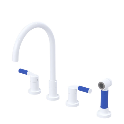Rubinet Widespread Kitchen Set with Hand Spray White