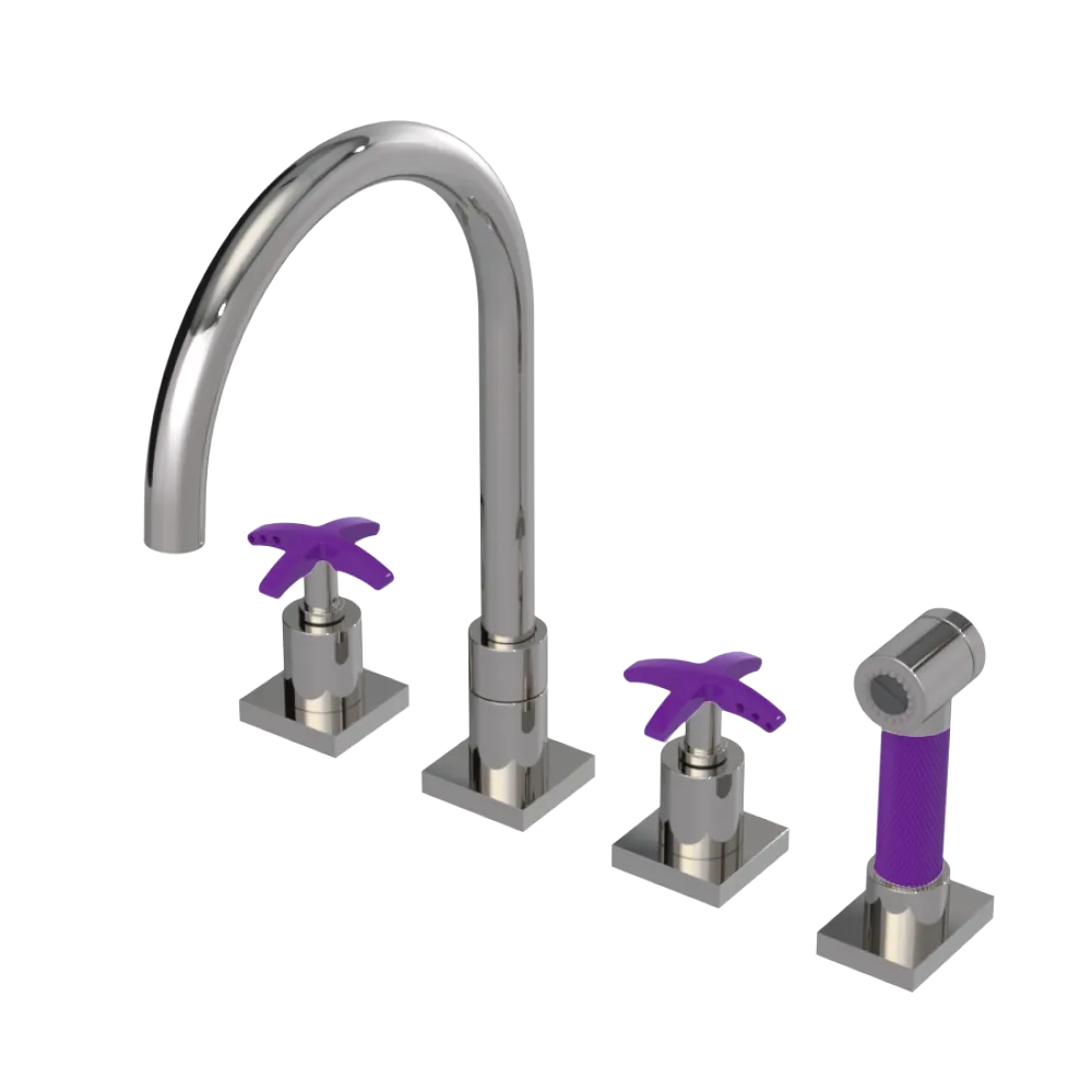 Rubinet Widespread Kitchen Set with Hand Spray Polished Nickel