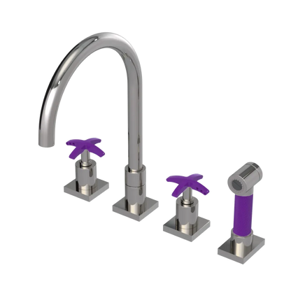 Rubinet Widespread Kitchen Set with Hand Spray Polished Nickel