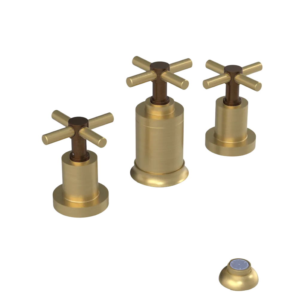 Rubinet Bidet Fitting with Spray, Diverter, and Vacuum Breaker (less drain) Satin Brass