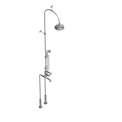 Rubinet Floor Mount Tub & Shower with hand held shower Satin Nickel