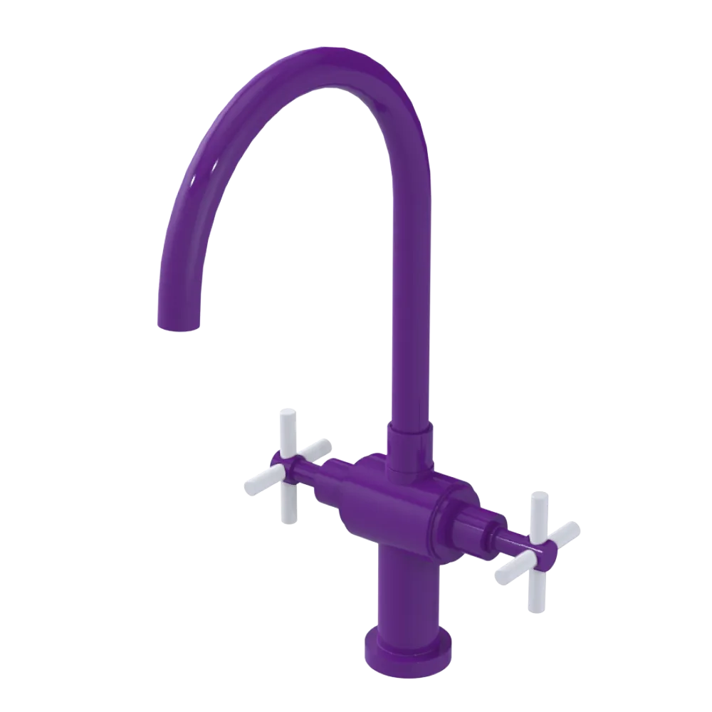 Rubinet Two Handle Single Hole Kitchen Set with LaSalle Spout Purple Haze