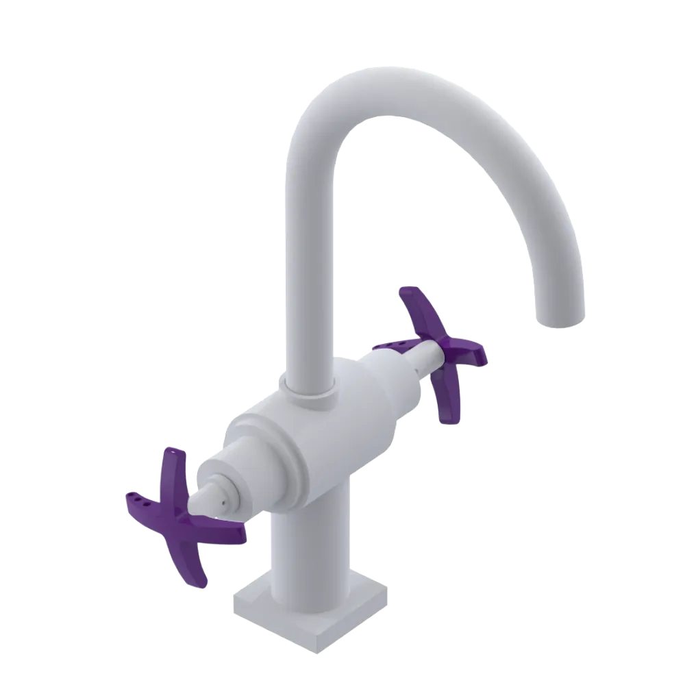 Rubinet Single Hole Dual Handle Lav. Set. (less drain) Matt White