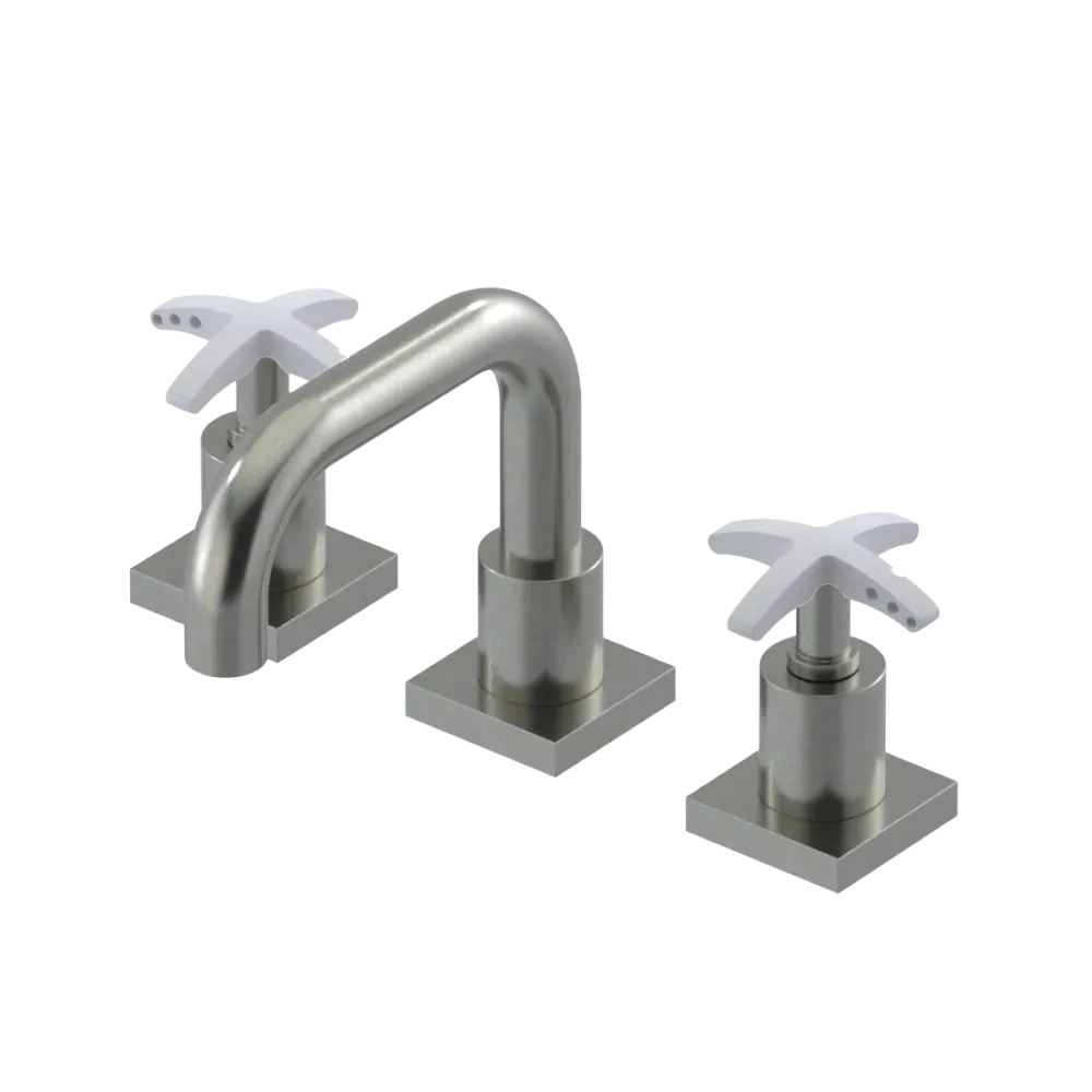 Rubinet Widespread Lav. Set. with Genesis spout (less drain) Satin Nickel