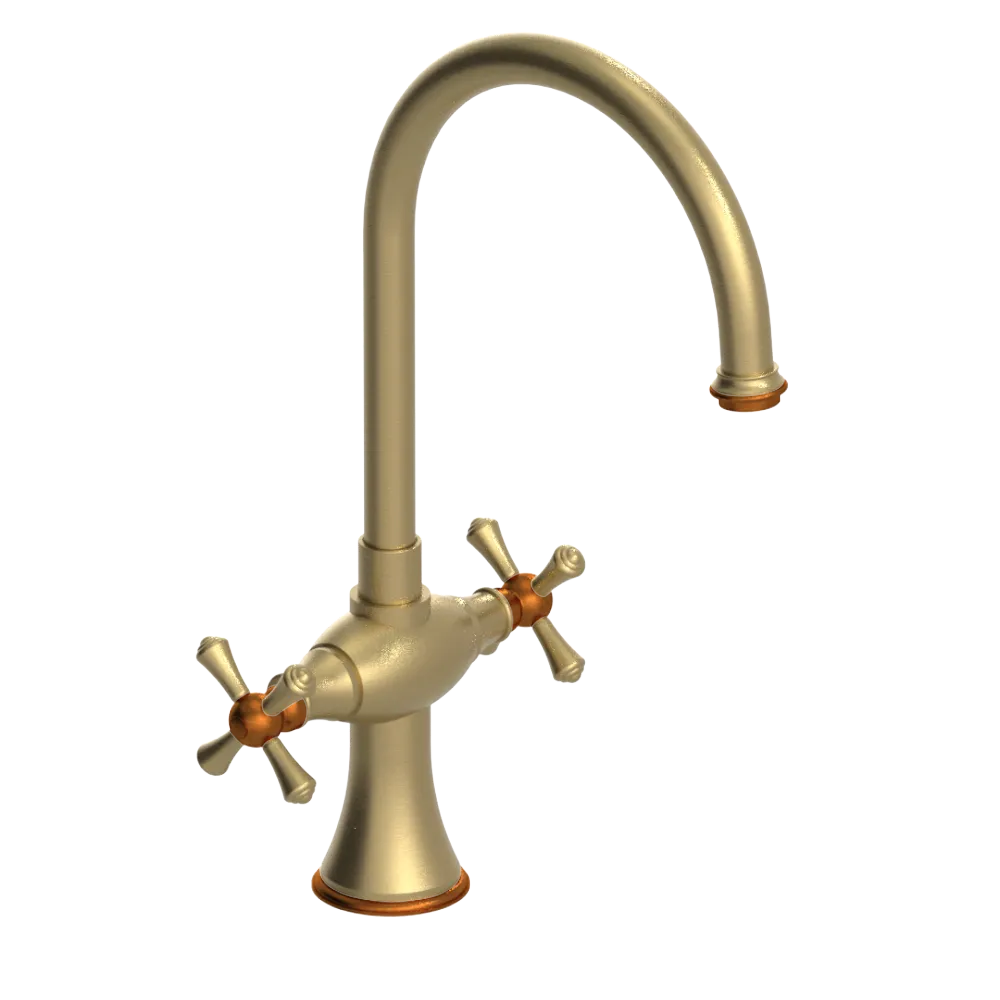 Rubinet Two Handle Single Hole Kitchen Set Satin Brass