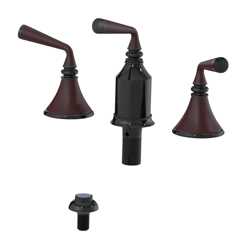 Rubinet Bidet Fitting with Spray, Diverter, and Vacum Breaker (Less Drain) Black