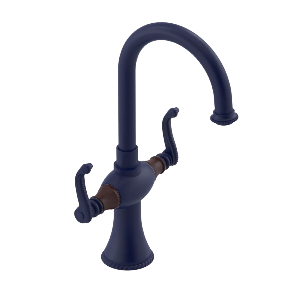 Rubinet Single Hole Dual Handle Lav. Set. (less drain) Midnight Blue