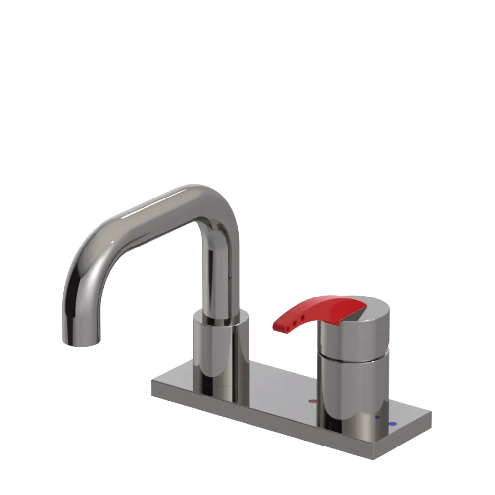 Rubinet 4" Centre Single Control Lav. Set. with Genesis spout (less drain) Polished Nickel