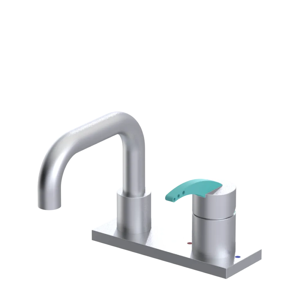 Rubinet 4" Centre Single Control Lav. Set. with Genesis spout (less drain) Satin Chrome