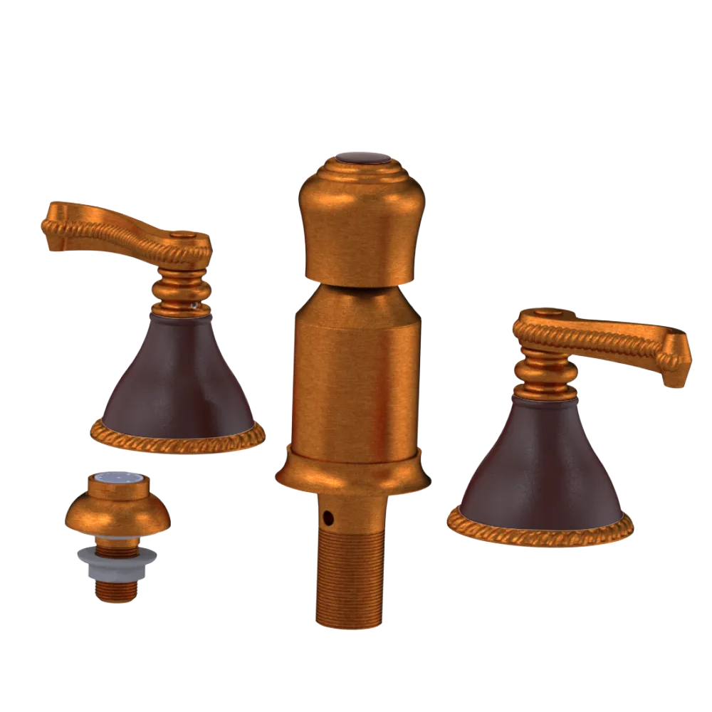 Rubinet Bidet Fitting with Spray, Diverter, and Vacum Breaker (Less Drain) Antique Copper Matt