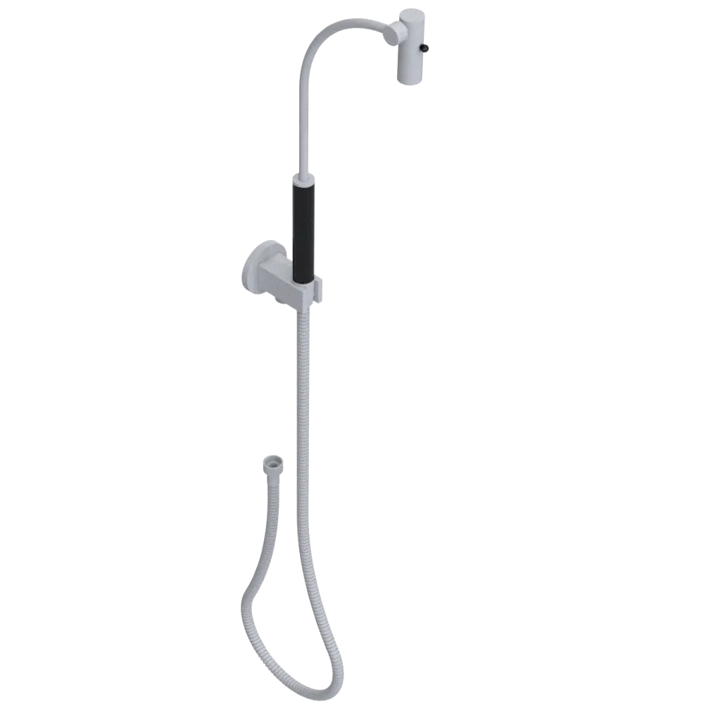 Rubinet Hand Held Shower Bidet with Extended Reach & Dual Function Spray Including Wall Bracket with Supply & Hose (Round) Matt White