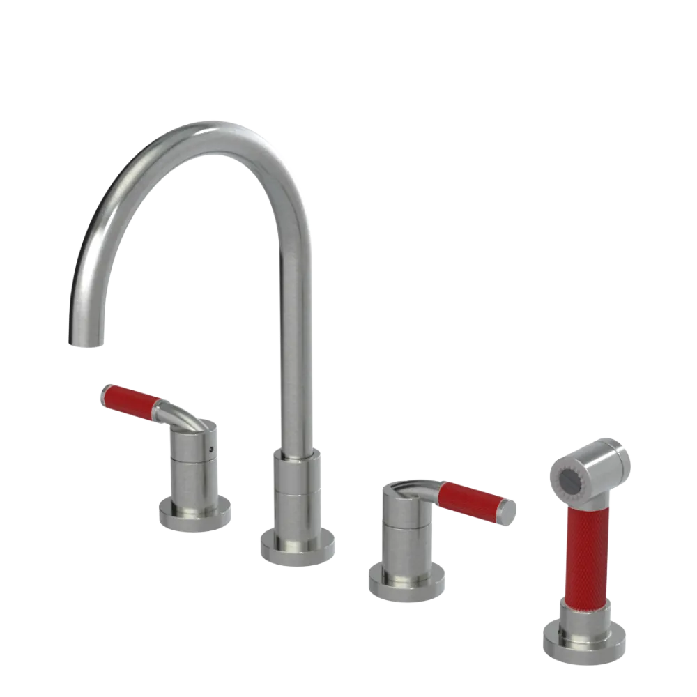 Rubinet Widespread Kitchen Set with Hand Spray Satin Nickel