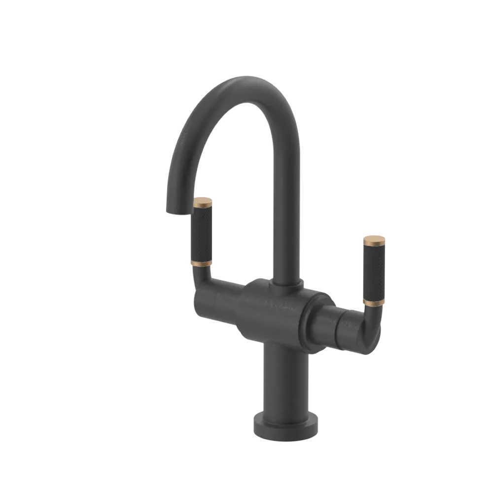 Rubinet Single Hole Dual Handle Lav. Set. (less drain) Matt Black