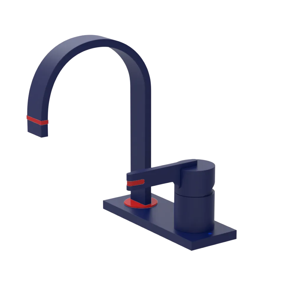 Rubinet 4" Centre Single Control Lav. Set (less drain) Midnight Blue